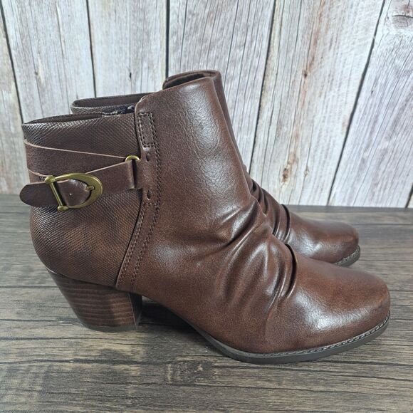 BearTraps Reliance Brown Leather Ankle Bootie Women's Sz 10 M (VGC) - Picture 3 of 10